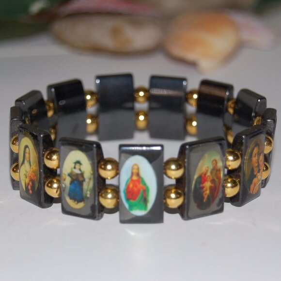 Saints Bracelet,Magnetic Bracelet,Catholic Christian Bracelet,Jesus,Mary,Angels - Picture 1 of 2